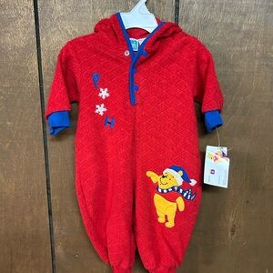 Vintage 1990s Infant 6-9 month Baby Boy Red Winnie the Pooh Jumper NWT